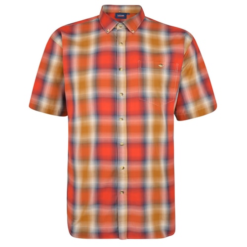 Espionage Short Sleeve Shadow Check Shirt Terracotta/Mustard